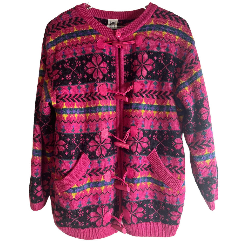 Vintage MB Line Lined Fair Isle Toggle Pocket Sweater